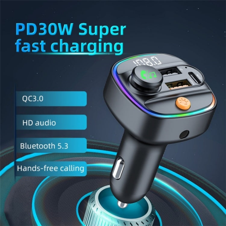 C4S Digital Display Car PD 30W+QC 3.0 Car Charger Audio MP3 Player FM Transmitter, C4S