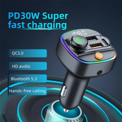 C4S Digital Display Car PD 30W+QC 3.0 Car Charger Audio MP3 Player FM Transmitter, C4S