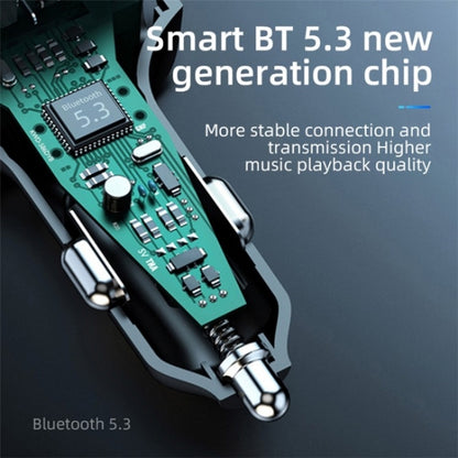 C6 Type-C+2 USB Fast Charger Audio MP3 Player Digital Display FM Car Bluetooth Transmitter, C6