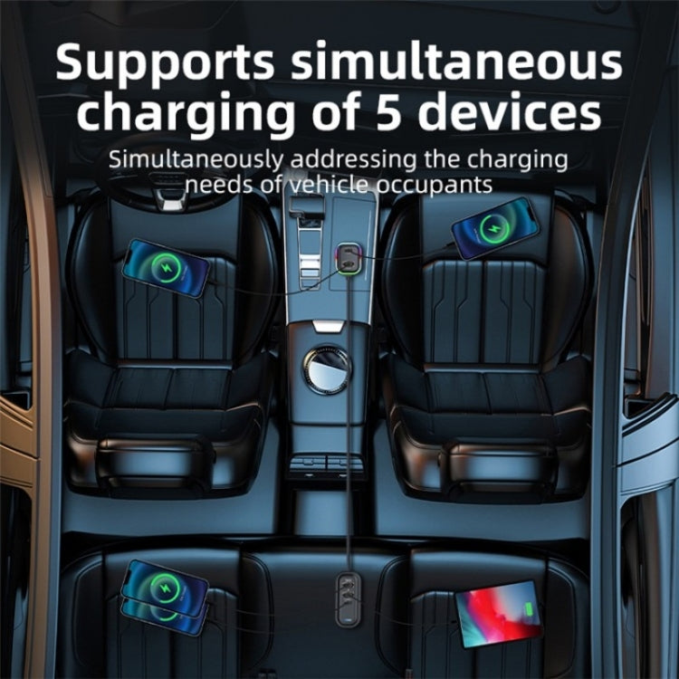 K5 3 USB Fast Charging Car Charger 66W Extension Cord Design 5 Ports Charging Adapter