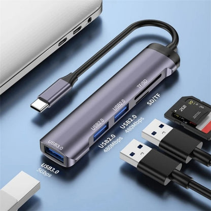 T505 Laptop Phone Adapter Type-C to USB2.0x2 + USB3.0 + TF / SD Card Slots USB HUB, T505