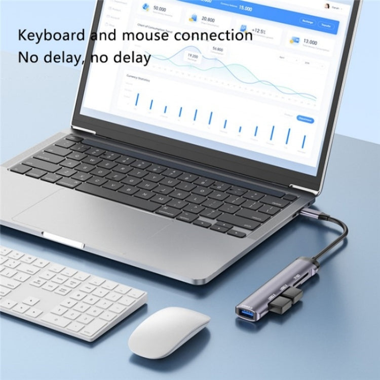 T505 Laptop Phone Adapter Type-C to USB2.0x2 + USB3.0 + TF / SD Card Slots USB HUB, T505