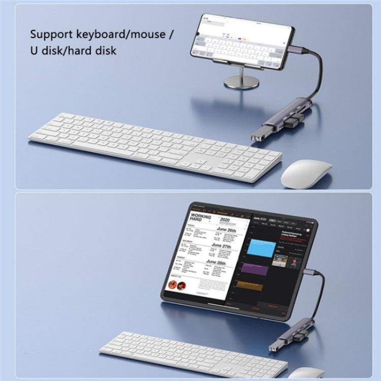 T505 Laptop Phone Adapter Type-C to USB2.0x2 + USB3.0 + TF / SD Card Slots USB HUB, T505