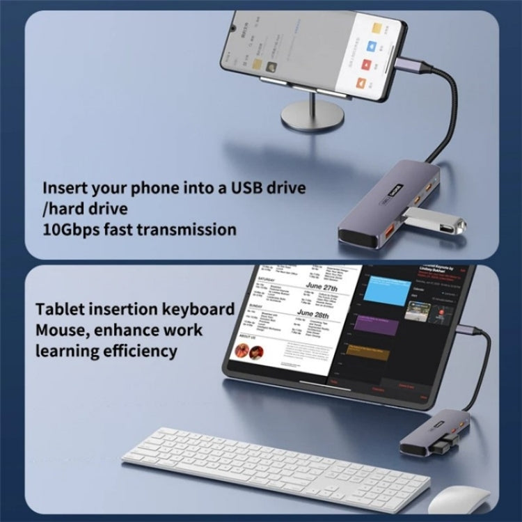 T-508 4-in-1 Type-C Docking Station USB 3.2 Hub Notebook Tablet Smartphone Splitter Converter, T-508