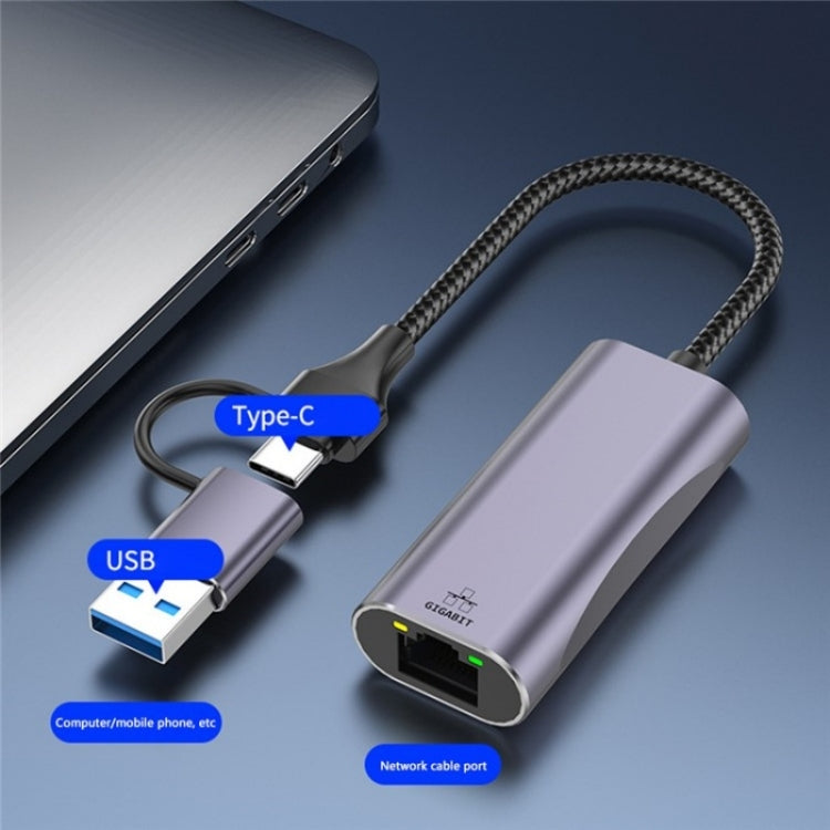 T30B USB / Type-C to Gigabit Hub Adapter for Laptop Tablet PC Phones Docking Station, T30B