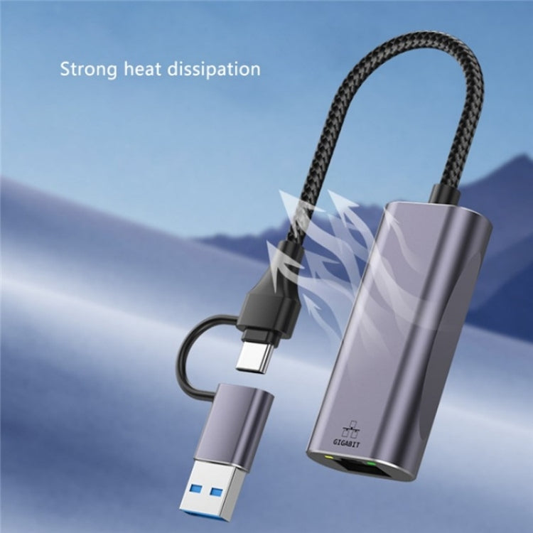 T30B USB / Type-C to Gigabit Hub Adapter for Laptop Tablet PC Phones Docking Station, T30B