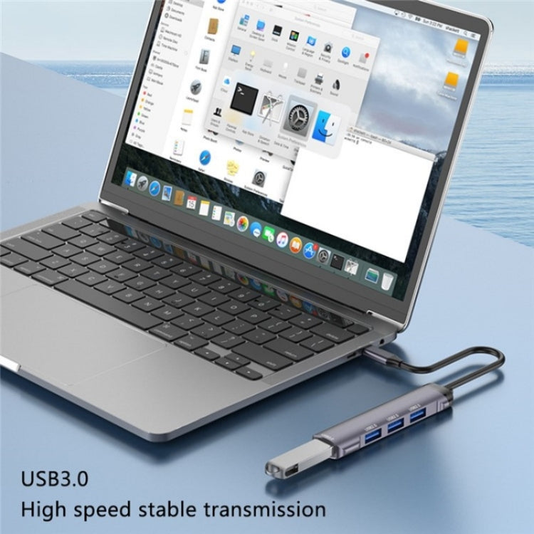 T-503 Portable 4-in-1 Type-C Docking Station USB-C to USB2.0 x 3 + USB3.0 HUB Adapter, T-503