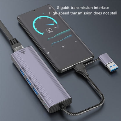 T513 USB-A / Type-C to USB3.0 x 3 + USB-C + Gigabit Laptop Adapter Docking Station, T513