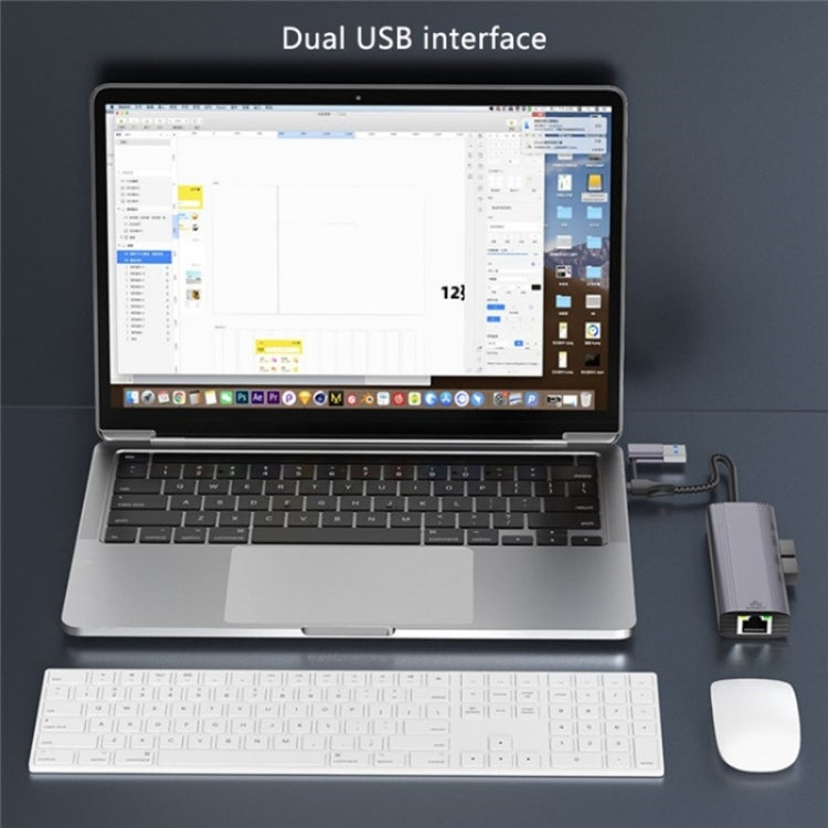 T513 USB-A / Type-C to USB3.0 x 3 + USB-C + Gigabit Laptop Adapter Docking Station, T513