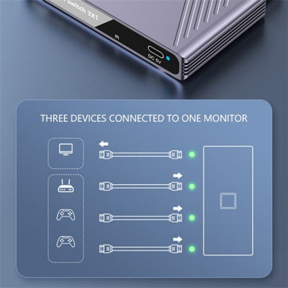 Q803 For TV / Monitor / Camera 8K HDMI 3-in-1-out Switch Converter with USB-C 5V Port, Q803