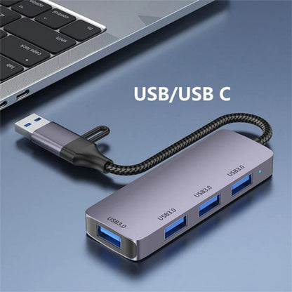 T203 USB + Type-C 3.0 Converter Hub 5Gbps USB 3.0 Data Transfer Adapter for Laptop / Tablet PC, T203