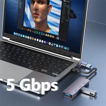 T203 USB + Type-C 3.0 Converter Hub 5Gbps USB 3.0 Data Transfer Adapter for Laptop / Tablet PC, T203
