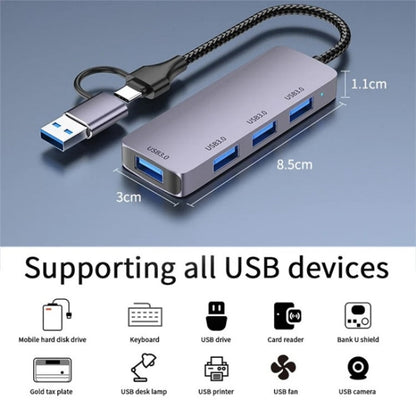 T203 USB + Type-C 3.0 Converter Hub 5Gbps USB 3.0 Data Transfer Adapter for Laptop / Tablet PC, T203