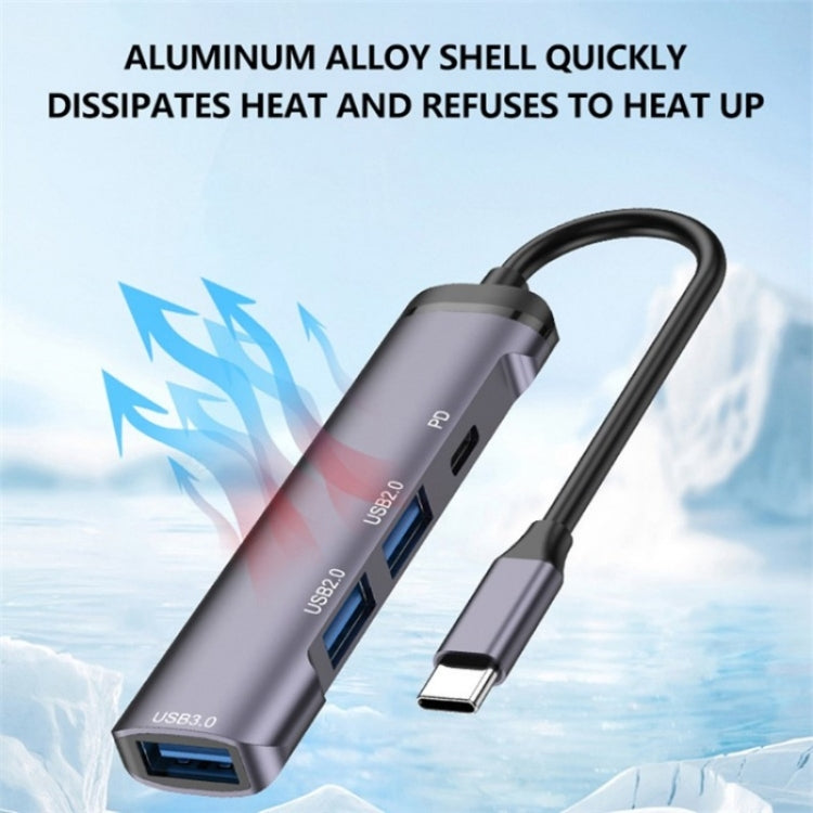T506 Aluminum Alloy Multi-Port Converter USB-C 3.0 to PD + USB 3.0 + 2 x USB 2.0 Adapter HUB, T506
