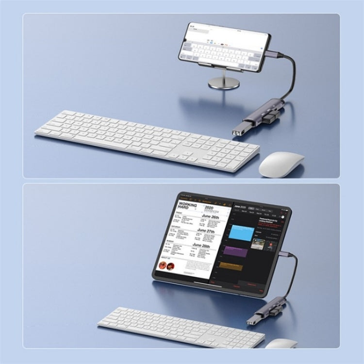 T506 Aluminum Alloy Multi-Port Converter USB-C 3.0 to PD + USB 3.0 + 2 x USB 2.0 Adapter HUB, T506