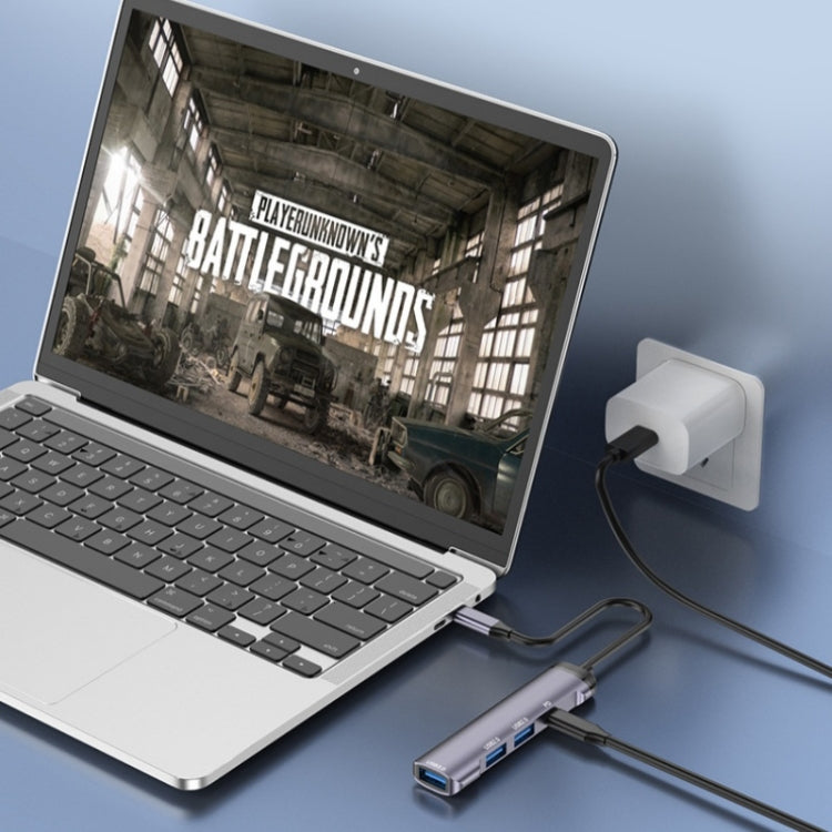 T506 Aluminum Alloy Multi-Port Converter USB-C 3.0 to PD + USB 3.0 + 2 x USB 2.0 Adapter HUB, T506