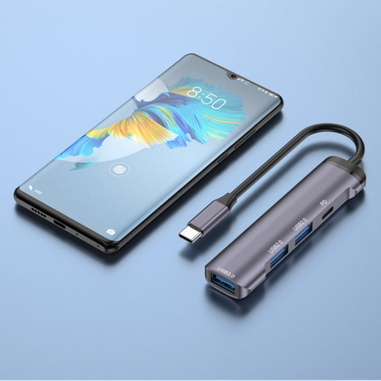 T506 Aluminum Alloy Multi-Port Converter USB-C 3.0 to PD + USB 3.0 + 2 x USB 2.0 Adapter HUB, T506