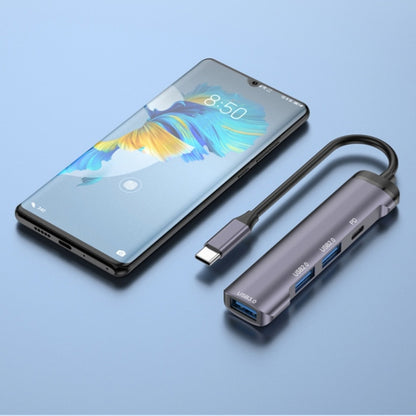 T506 Aluminum Alloy Multi-Port Converter USB-C 3.0 to PD + USB 3.0 + 2 x USB 2.0 Adapter HUB, T506
