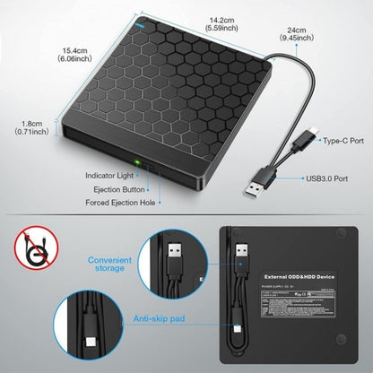 042  Football Pattern USB3.0 / Type-C Computer Laptop External Optical Drive Burner DVD Burner, 042