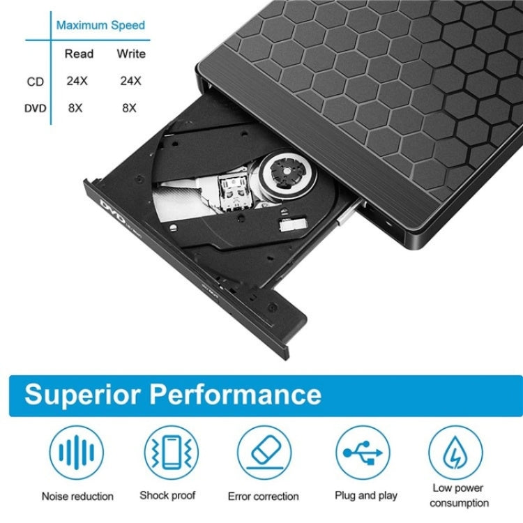 042  Football Pattern USB3.0 / Type-C Computer Laptop External Optical Drive Burner DVD Burner, 042