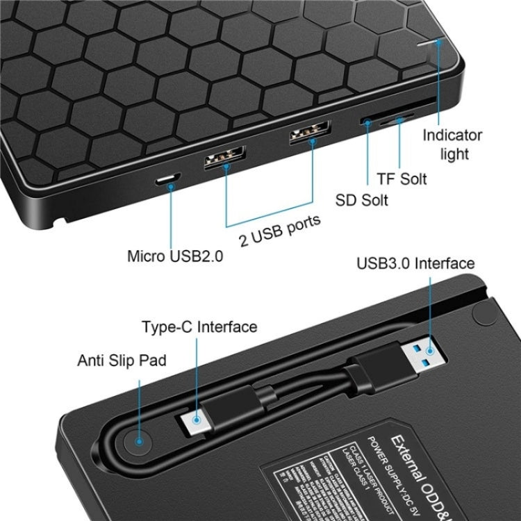 042  Football Pattern USB3.0 / Type-C Computer Laptop External Optical Drive Burner DVD Burner, 042