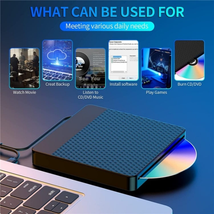 X001 USB 3.0+Type-C Disc Player External Optical Drive CD / DVD Burner Reader, X001
