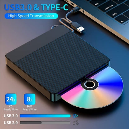 X001 USB 3.0+Type-C Disc Player External Optical Drive CD / DVD Burner Reader, X001