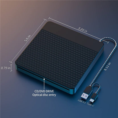 X001 USB 3.0+Type-C Disc Player External Optical Drive CD / DVD Burner Reader, X001