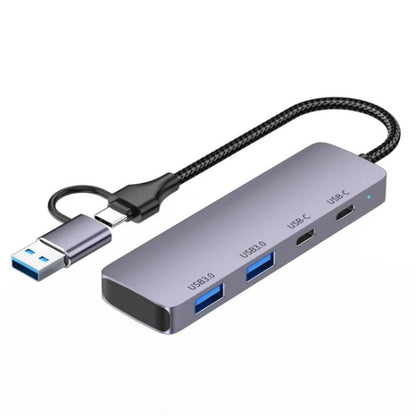T-32C 2-in-1 Cable USB 3.0 + Type-C 4-port Hub Aluminum Alloy Docking Station, T-32C
