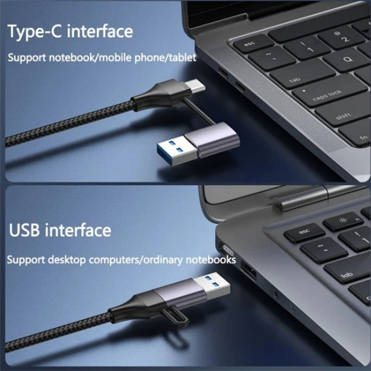 T-32C 2-in-1 Cable USB 3.0 + Type-C 4-port Hub Aluminum Alloy Docking Station, T-32C