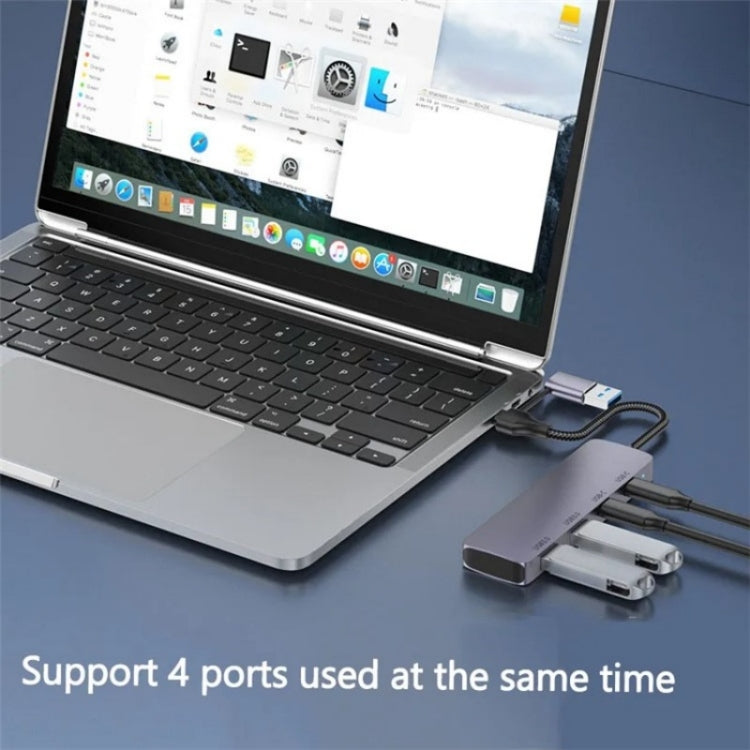 T-32C 2-in-1 Cable USB 3.0 + Type-C 4-port Hub Aluminum Alloy Docking Station, T-32C