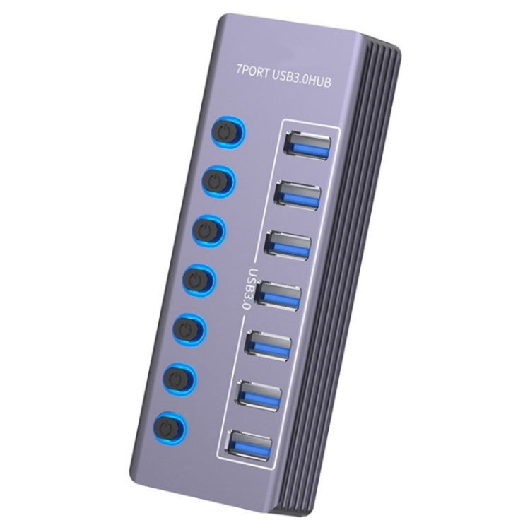 U307 Aluminum Alloy 7-Ports Splitter 5Gbps High Speed USB 3.0 Hub with Independent Switch, U307