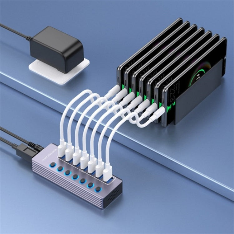 U307 Aluminum Alloy 7-Ports Splitter 5Gbps High Speed USB 3.0 Hub with Independent Switch, U307