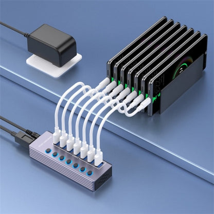 U307 Aluminum Alloy 7-Ports Splitter 5Gbps High Speed USB 3.0 Hub with Independent Switch, U307