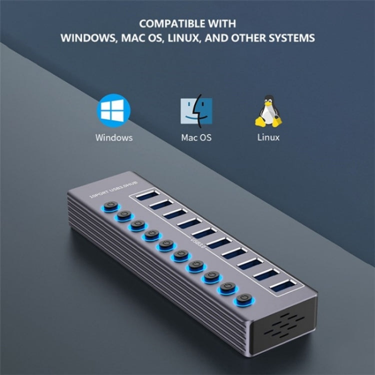 U310 10-in-1 USB 3.0 Extension HUB USB Power Charging Station with Individual Switch, U310