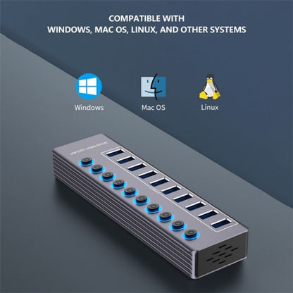 U310 10-in-1 USB 3.0 Extension HUB USB Power Charging Station with Individual Switch, U310