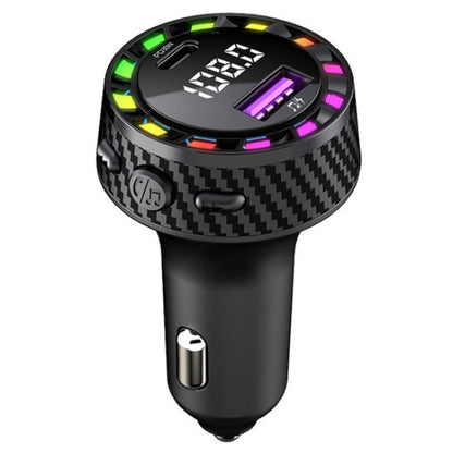 C55 With Breathing Light Bluetooth FM Transmitter USB+Type-C Car Fast Charger, C55