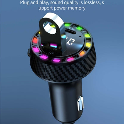 C55 With Breathing Light Bluetooth FM Transmitter USB+Type-C Car Fast Charger, C55
