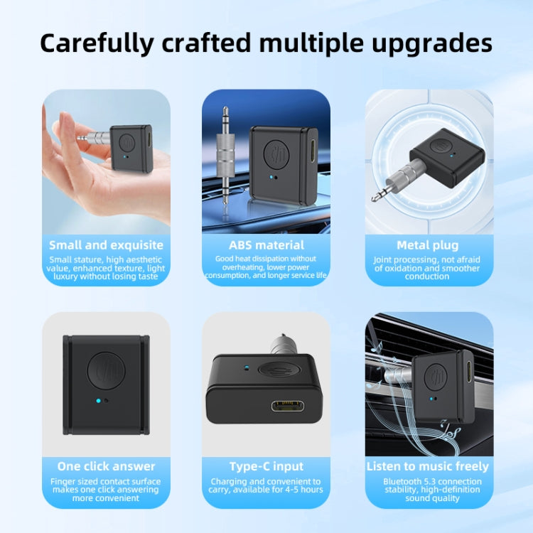 B1 Bluetooth 5.3 AUX Receiver 3.5mm Car Audio Adapter HiFi Sound Hand-Free Call