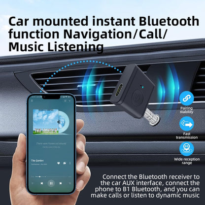 B1 Bluetooth 5.3 AUX Receiver 3.5mm Car Audio Adapter HiFi Sound Hand-Free Call