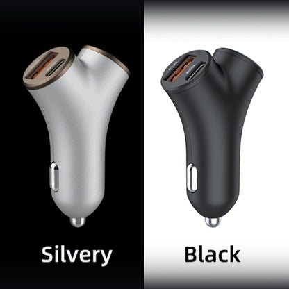 A2 2 USB + 2 Type-C Phone Fast Charging Power Adapter 78W Y-Shaped Car Charger