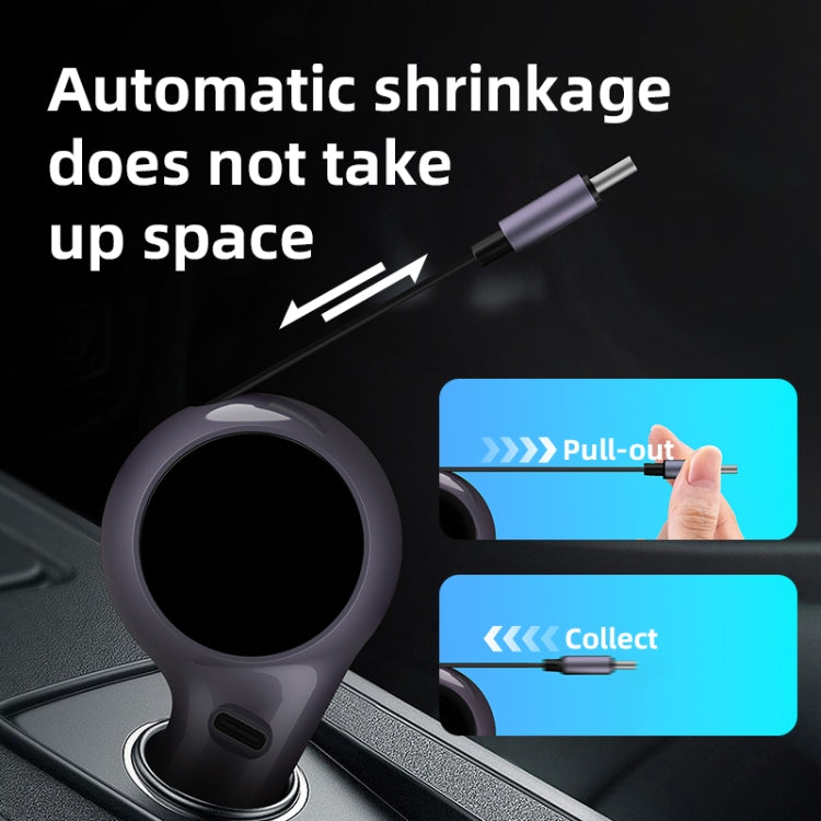 K2 With 60W Type-C Retractable Cable Type-C Port Phone Fast Charging Adapter Car Charger