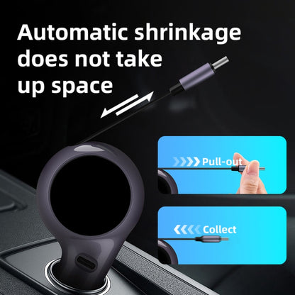 K2 With 60W Type-C Retractable Cable Type-C Port Phone Fast Charging Adapter Car Charger