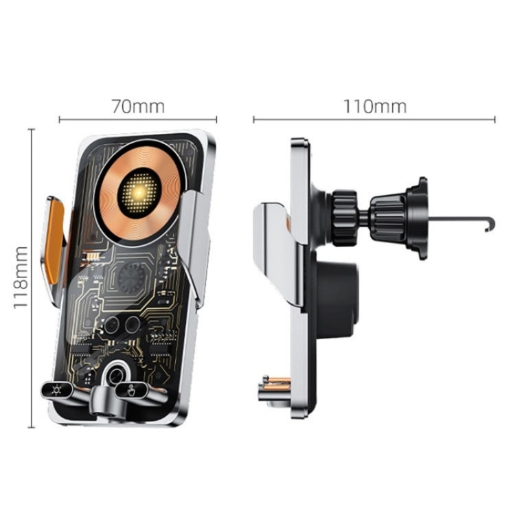 C1 Car Wireless 66W Fast Charger Phone Holder Infrared Sensor Punk Style, C1 Black, C1 Silver