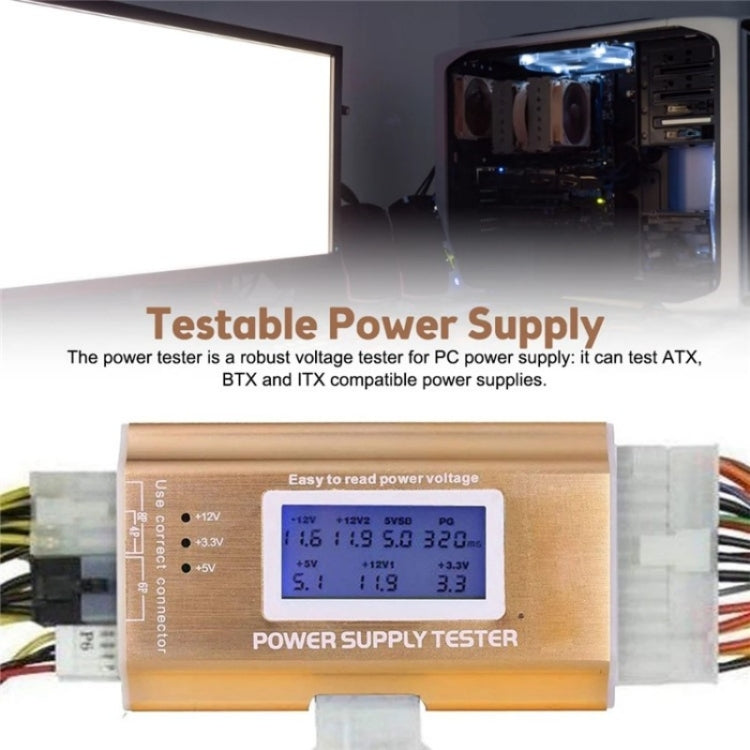 YNS-05 Desktop Computer Power Testing Tool Aluminum Alloy LCD Display ATX Power Tester, YNS-05