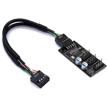 YNS-02 Extension Cable Card Motherboard USB 2.0 9-pin to 3x 9-pin Adapter, YNS-02