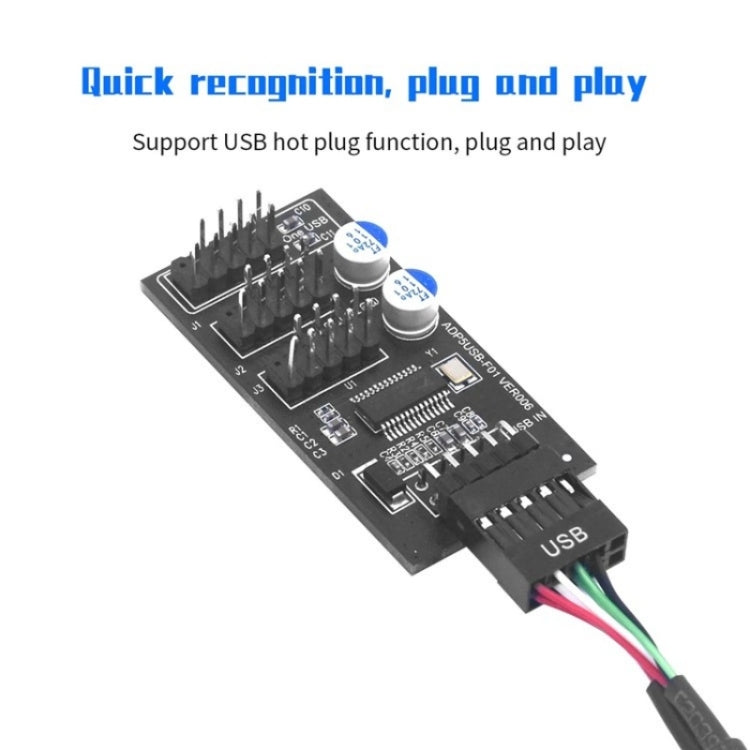 YNS-02 Extension Cable Card Motherboard USB 2.0 9-pin to 3x 9-pin Adapter, YNS-02