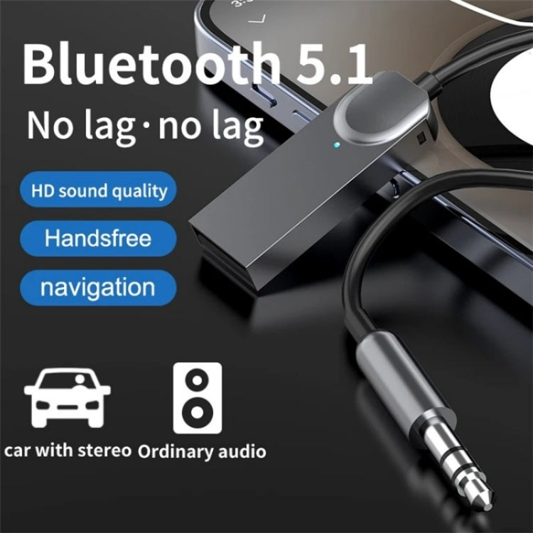 M02 3.5mm AUX Car Audio System Wireless Adapter Car Bluetooth Hands-Free Call Spring Cord, M02