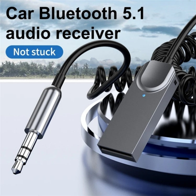 M02 3.5mm AUX Car Audio System Wireless Adapter Car Bluetooth Hands-Free Call Spring Cord, M02