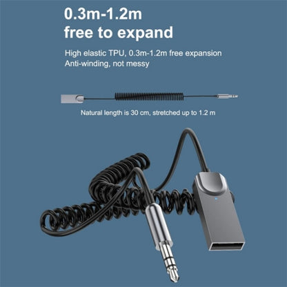 M02 3.5mm AUX Car Audio System Wireless Adapter Car Bluetooth Hands-Free Call Spring Cord, M02